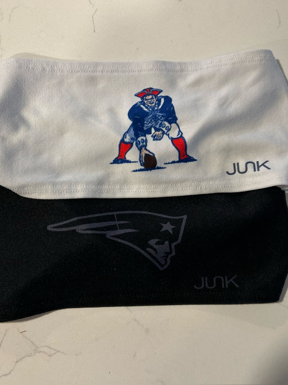 Junk brand Men’s Two-Pack Performance Headbands in Black & White Patriots
